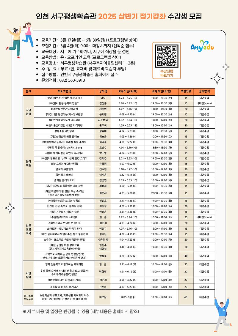 2025_서구평생학습관_상반기프로그램_요약홍보지_수정(1p).jpg 이미지