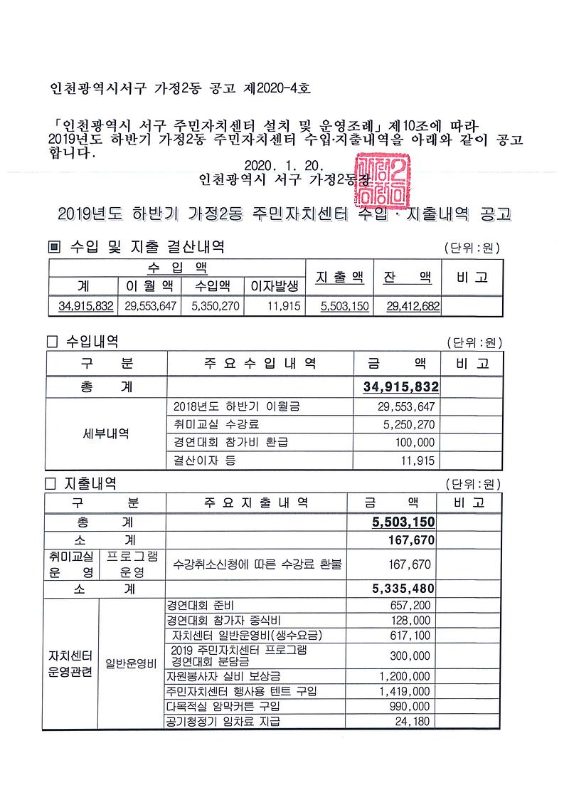 2019년도_하반기_가정2동_주민자치센터_수입·지출내역_공고.jpg 이미지
