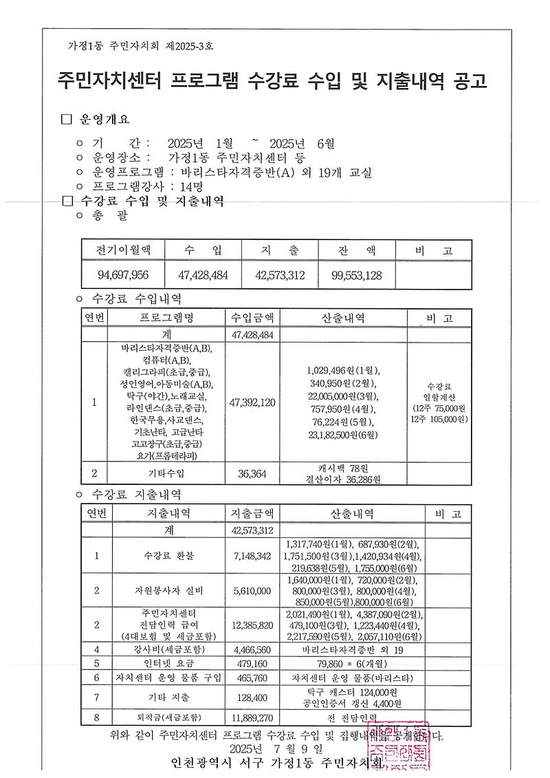 주민자치센터_수강료_수입_및_지출내역_공고문.jpg 이미지