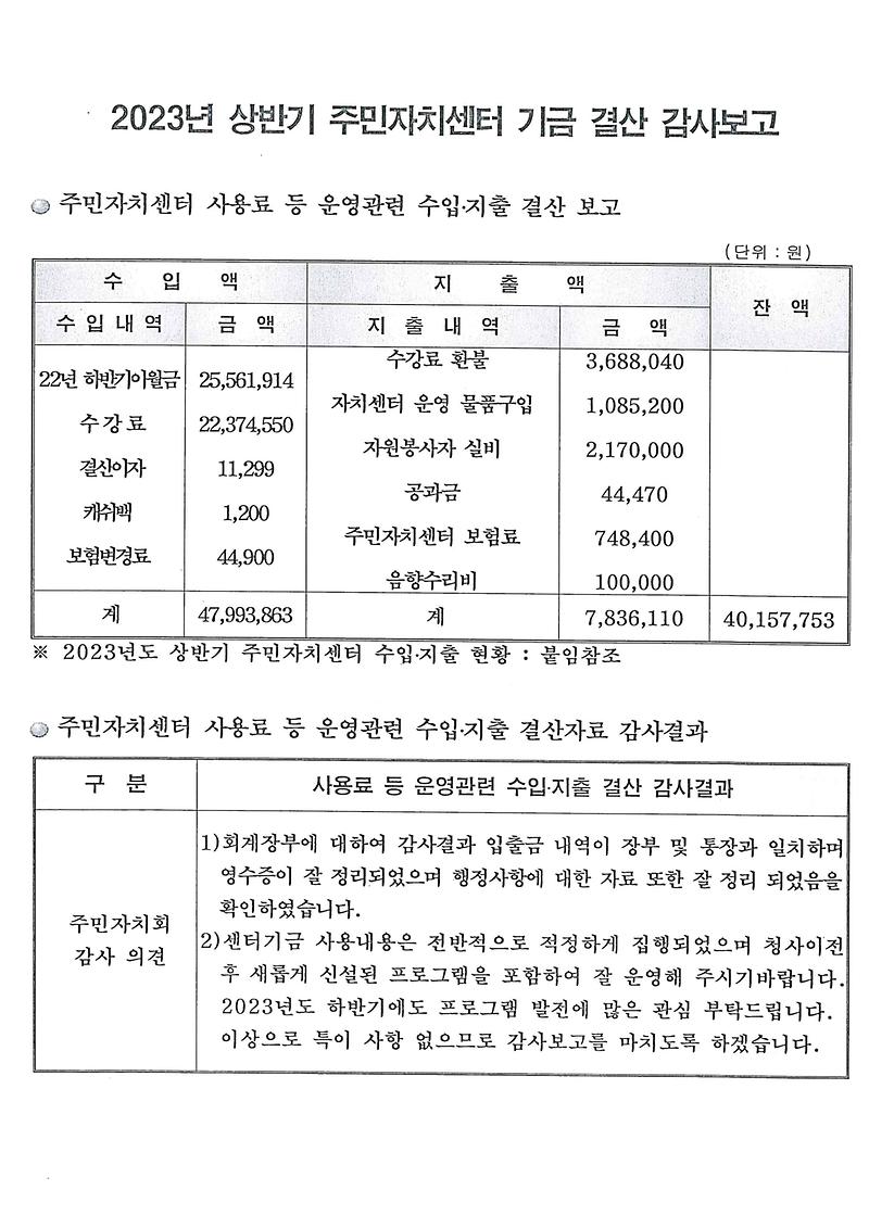 2023년_상반기_자치센터기금_결산_보고.jpg 이미지
