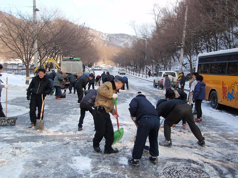 자생단체원 제설작업 사진