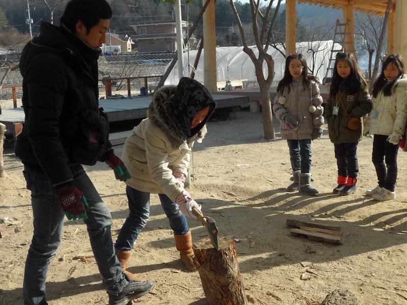 서동이 체험단-도끼로 나무하기 사진