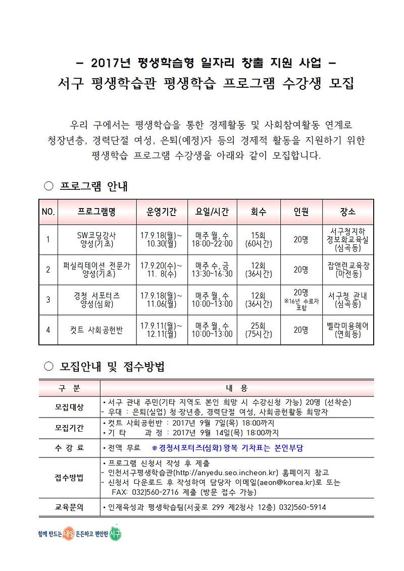 2017년_서구_평생학습관_평생학습형_일자리_창출_교육_수강생_모집안내001.jpg 이미지