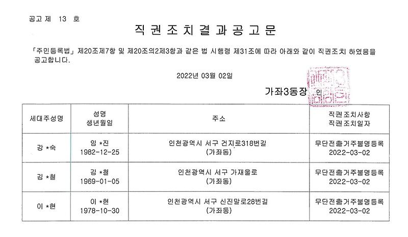 직권조치결과_공고문(임OO외_2명).jpg 이미지