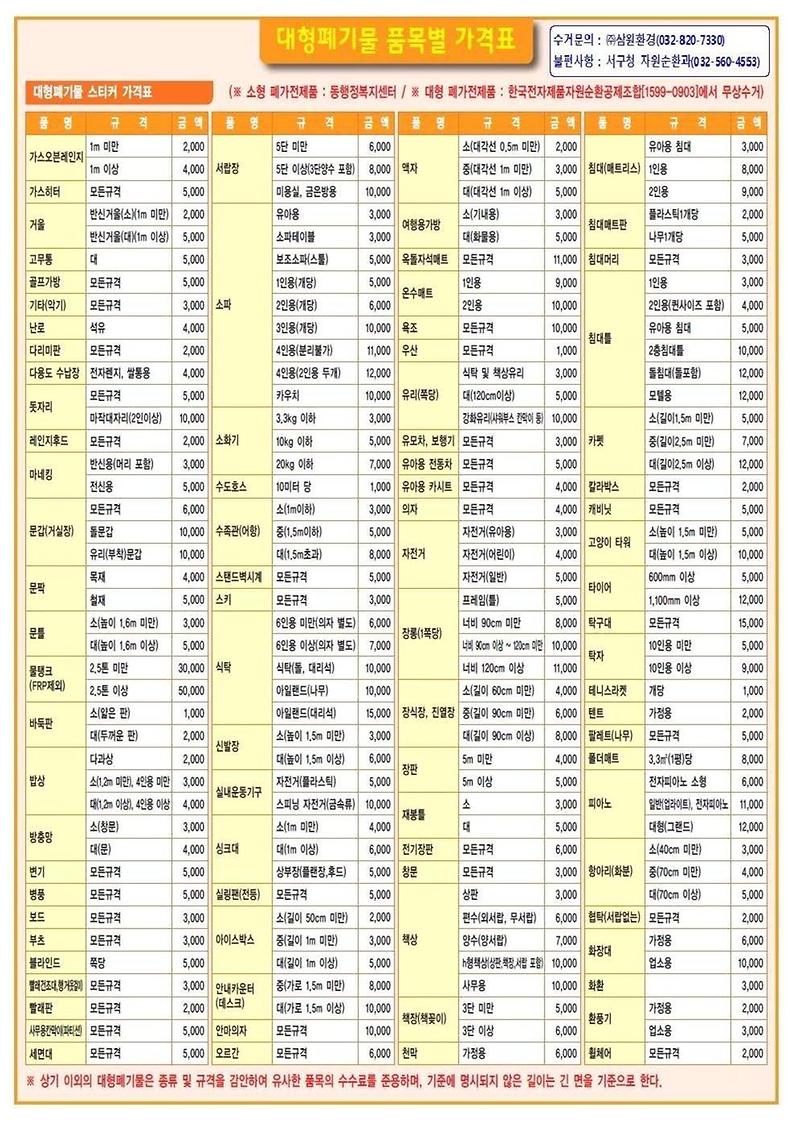 서구_대형폐기물_품목별_가격표.jpg 이미지