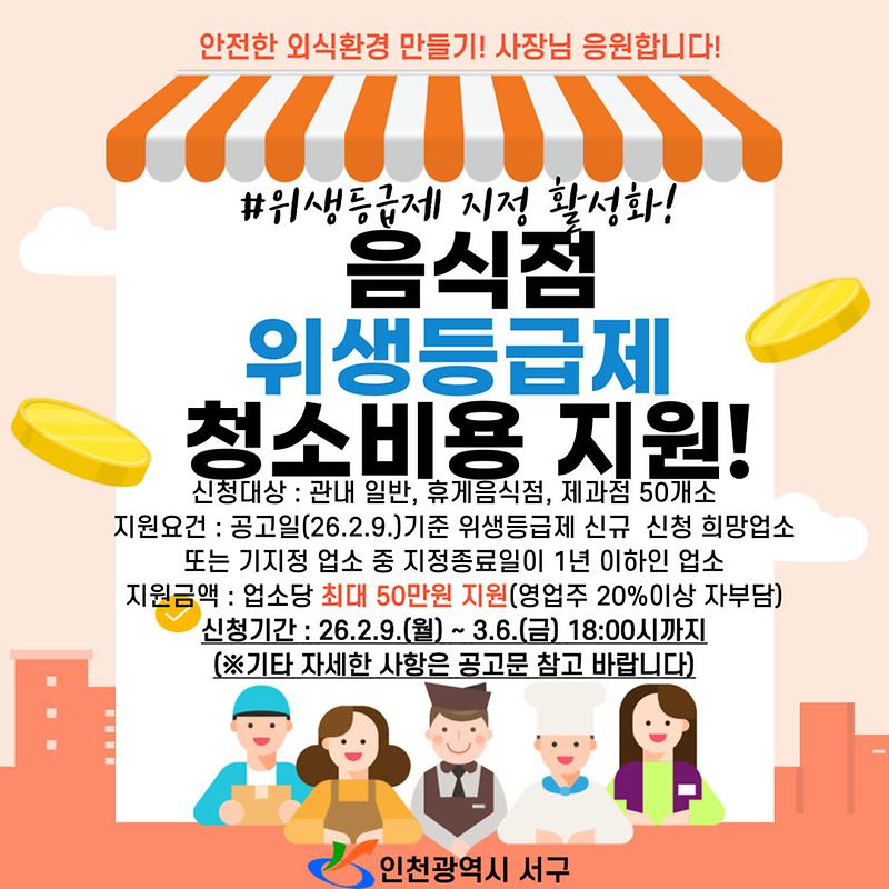 2._인천_서구__음식점_위생등급제_‘청소비_지원’으로_문턱_낮춘다.jpg 이미지