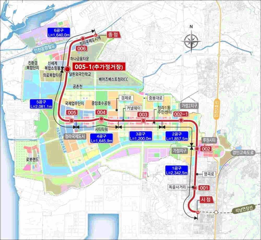 서울도시철도 7호선 청라연장 노선도 이미지