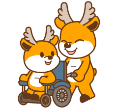 휠체어 탄 동동이를 밀어주는 서동이